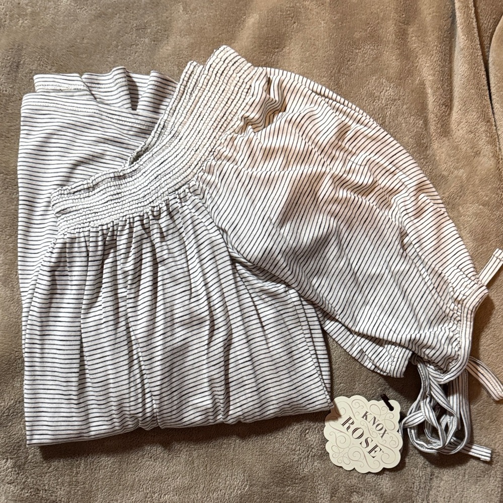 Knox Rose Black and White Striped Off shoulder top